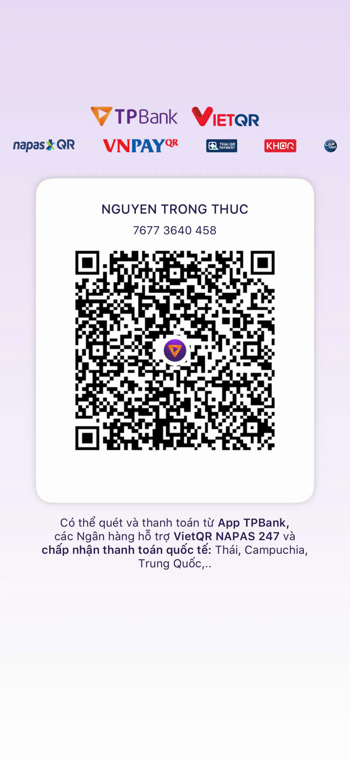 QR chuyển khoản